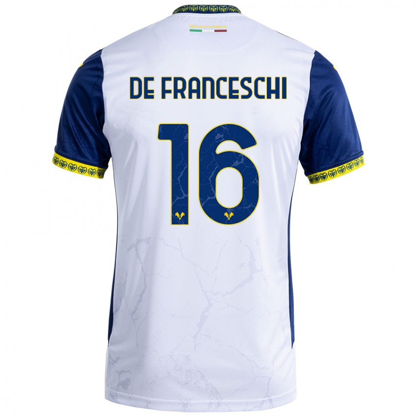 Kinder Edoardo De Franceschi #16 Weiß Blau Auswärtstrikot Trikot 2024/25 T-Shirt Schweiz