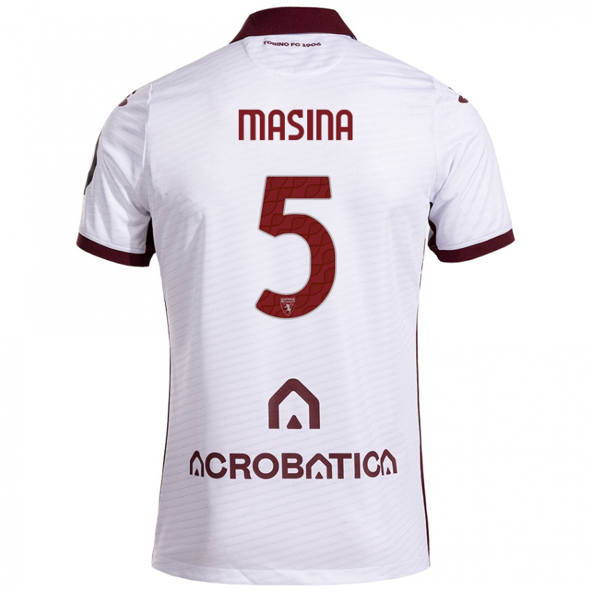 Enfant Maillot Adam Masina #5 Blanc Marron Tenues Extérieur 2024/25 T-Shirt Suisse