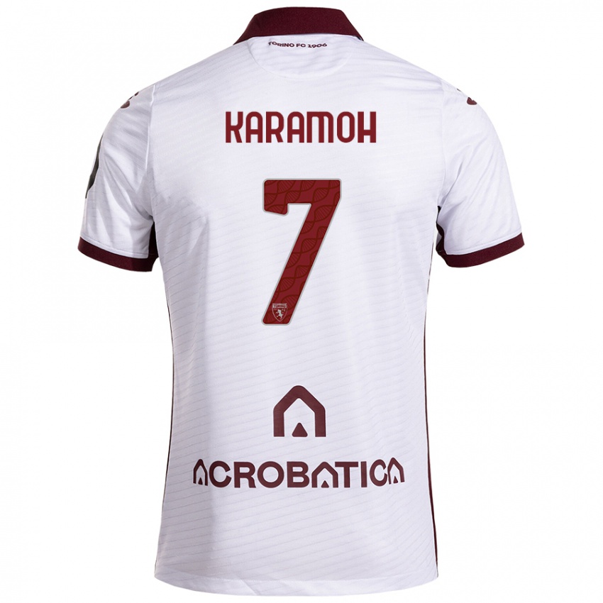 Enfant Maillot Yann Karamoh #7 Blanc Marron Tenues Extérieur 2024/25 T-Shirt Suisse