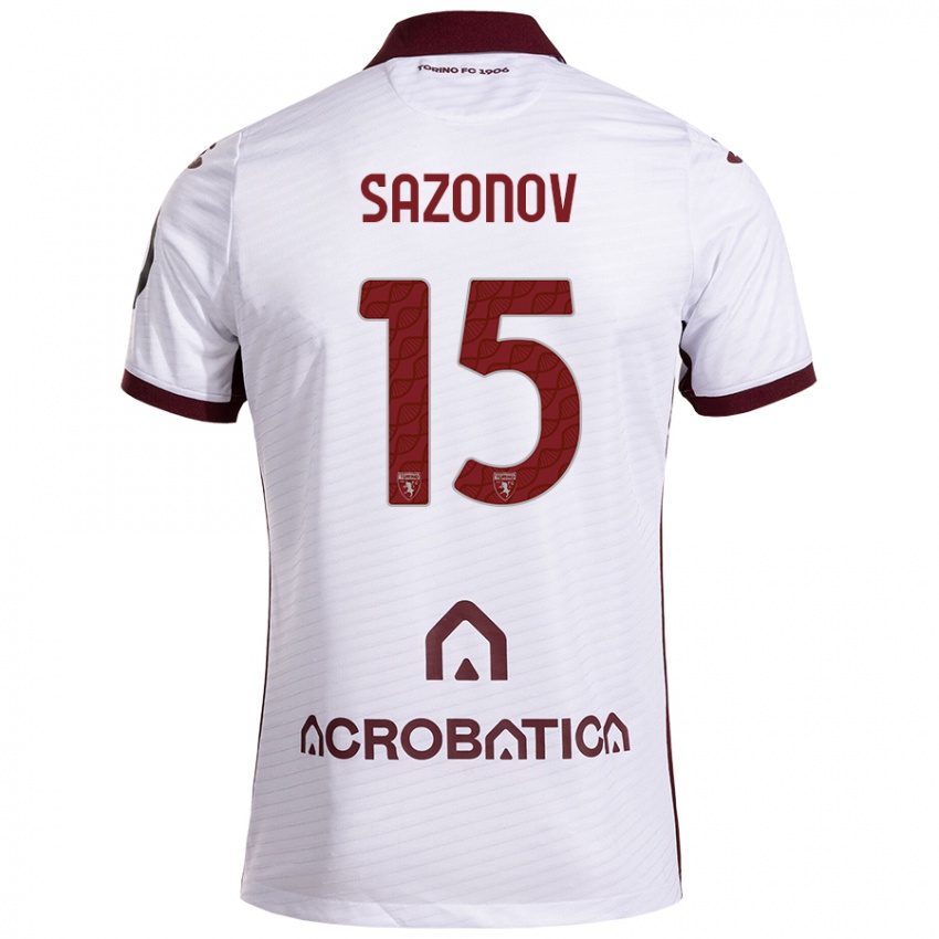 Enfant Maillot Saba Sazonov #15 Blanc Marron Tenues Extérieur 2024/25 T-Shirt Suisse