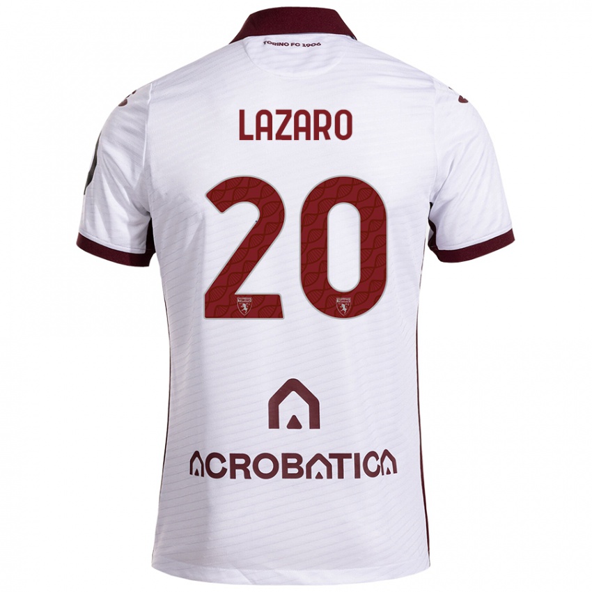 Kinder Valentino Lazaro #20 Weiß Kastanienbraun Auswärtstrikot Trikot 2024/25 T-Shirt Schweiz