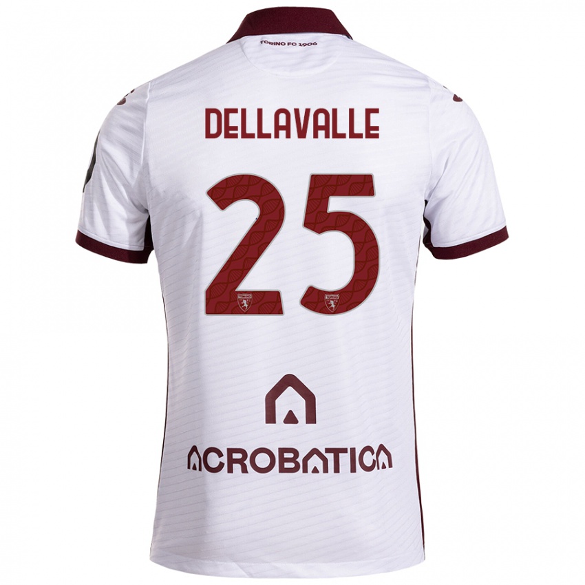 Enfant Maillot Alessandro Dellavalle #25 Blanc Marron Tenues Extérieur 2024/25 T-Shirt Suisse