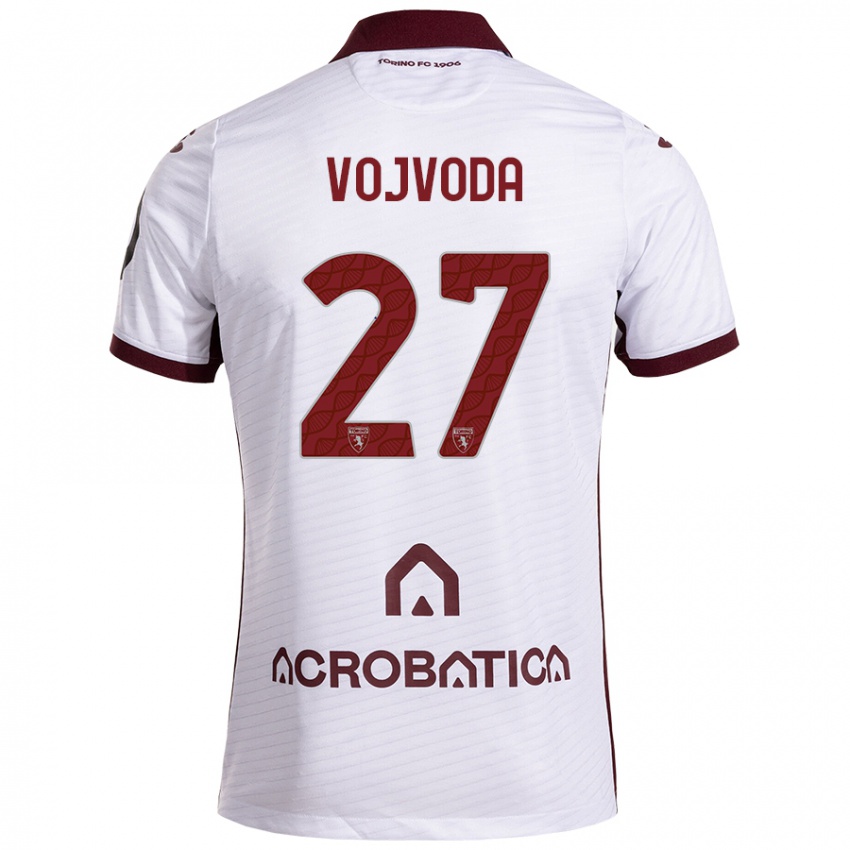 Enfant Maillot Mërgim Vojvoda #27 Blanc Marron Tenues Extérieur 2024/25 T-Shirt Suisse