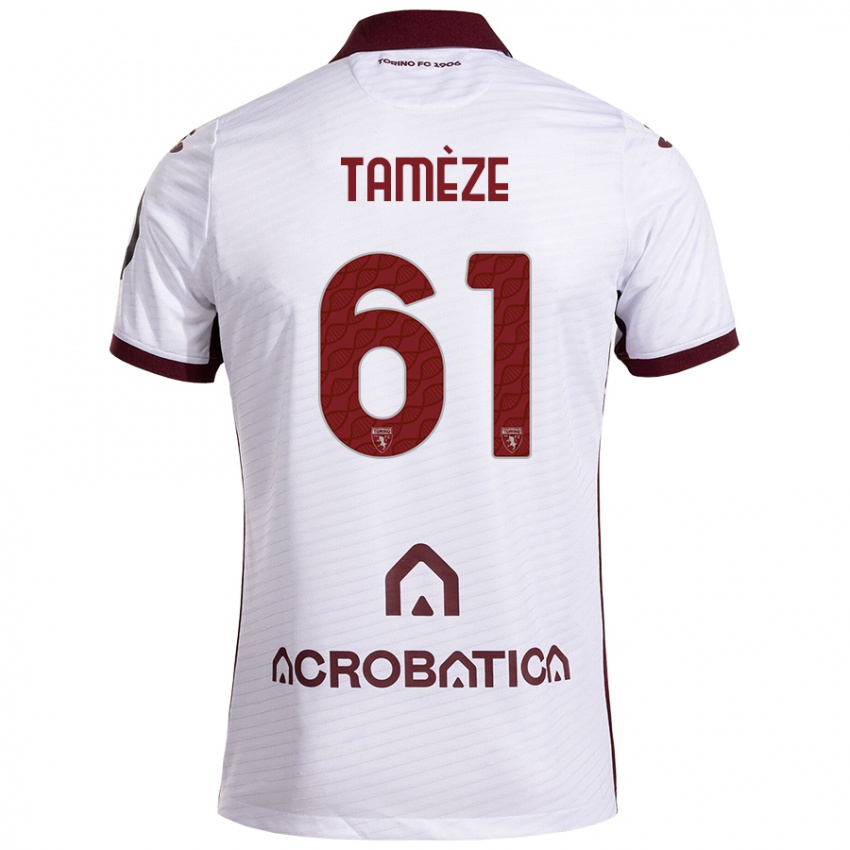 Enfant Maillot Adrien Tamèze #61 Blanc Marron Tenues Extérieur 2024/25 T-Shirt Suisse