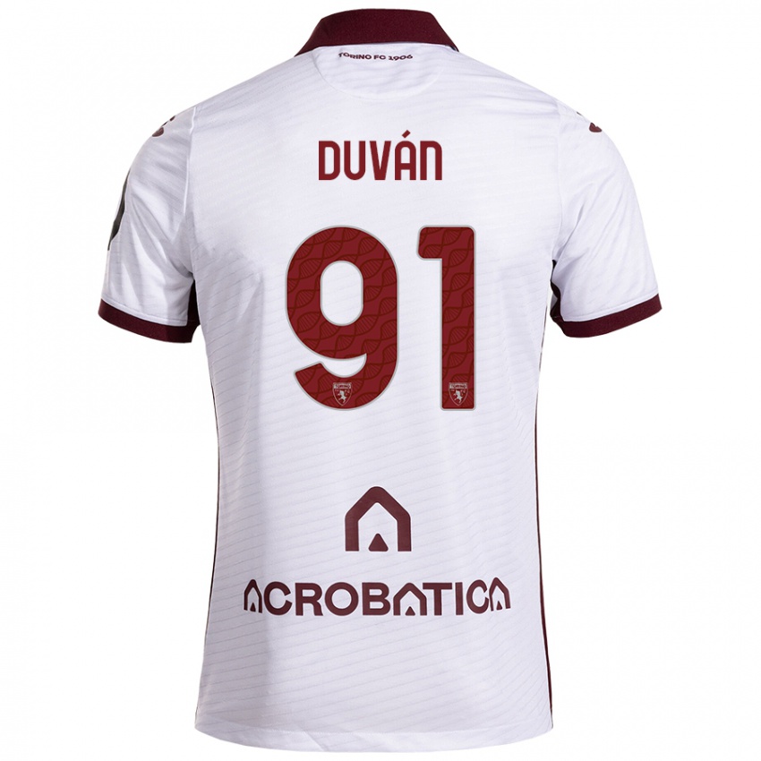 Enfant Maillot Duván Zapata #91 Blanc Marron Tenues Extérieur 2024/25 T-Shirt Suisse