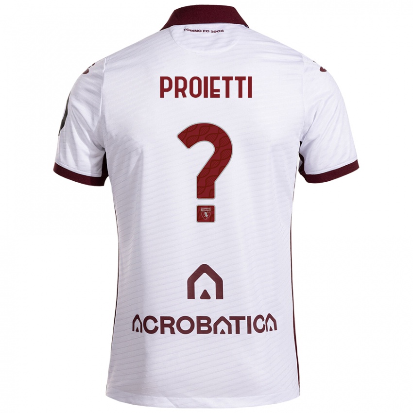 Enfant Maillot Riccardo Proietti #0 Blanc Marron Tenues Extérieur 2024/25 T-Shirt Suisse