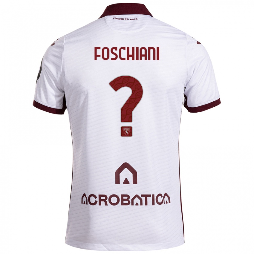 Enfant Maillot Francesco Foschiani #0 Blanc Marron Tenues Extérieur 2024/25 T-Shirt Suisse