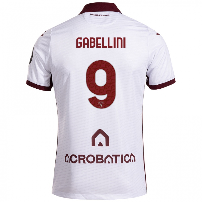 Enfant Maillot Tommaso Gabellini #9 Blanc Marron Tenues Extérieur 2024/25 T-Shirt Suisse