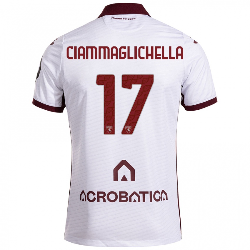 Enfant Maillot Aaron Ciammaglichella #17 Blanc Marron Tenues Extérieur 2024/25 T-Shirt Suisse