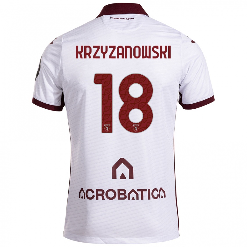 Enfant Maillot Jakub Krzyzanowski #18 Blanc Marron Tenues Extérieur 2024/25 T-Shirt Suisse