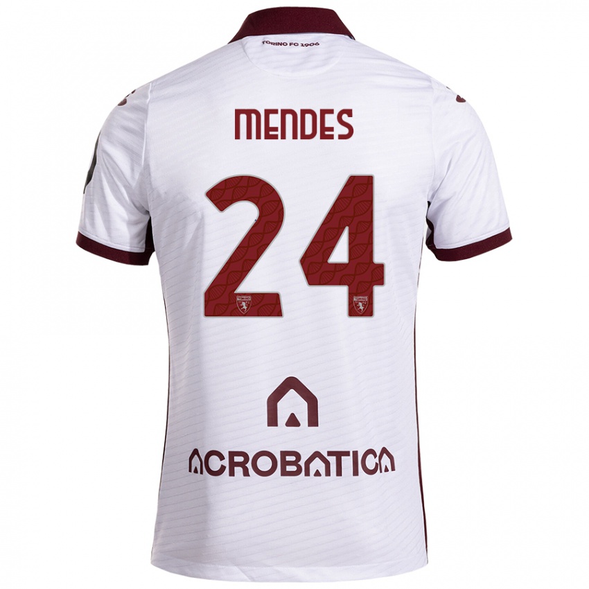 Enfant Maillot Rodrigo Mendes #24 Blanc Marron Tenues Extérieur 2024/25 T-Shirt Suisse