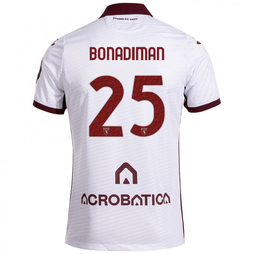 Kinder Matteo Bonadiman #25 Weiß Kastanienbraun Auswärtstrikot Trikot 2024/25 T-Shirt Schweiz