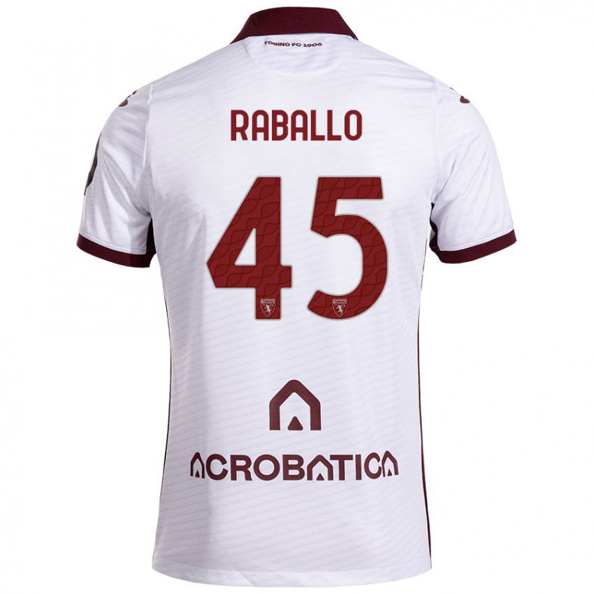 Kinder Alessio Raballo #45 Weiß Kastanienbraun Auswärtstrikot Trikot 2024/25 T-Shirt Schweiz