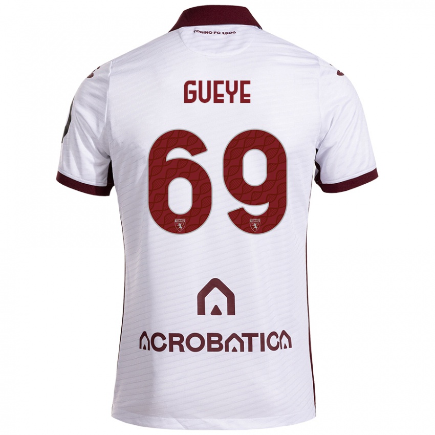 Enfant Maillot Ousmane Gueye #69 Blanc Marron Tenues Extérieur 2024/25 T-Shirt Suisse