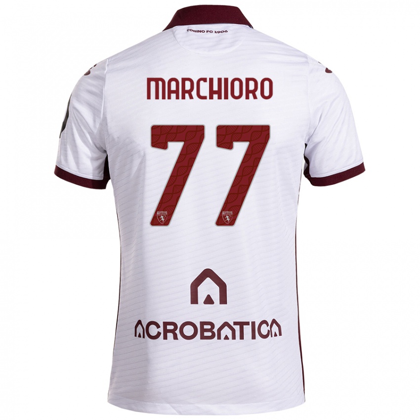 Enfant Maillot Raffaele Marchioro #77 Blanc Marron Tenues Extérieur 2024/25 T-Shirt Suisse