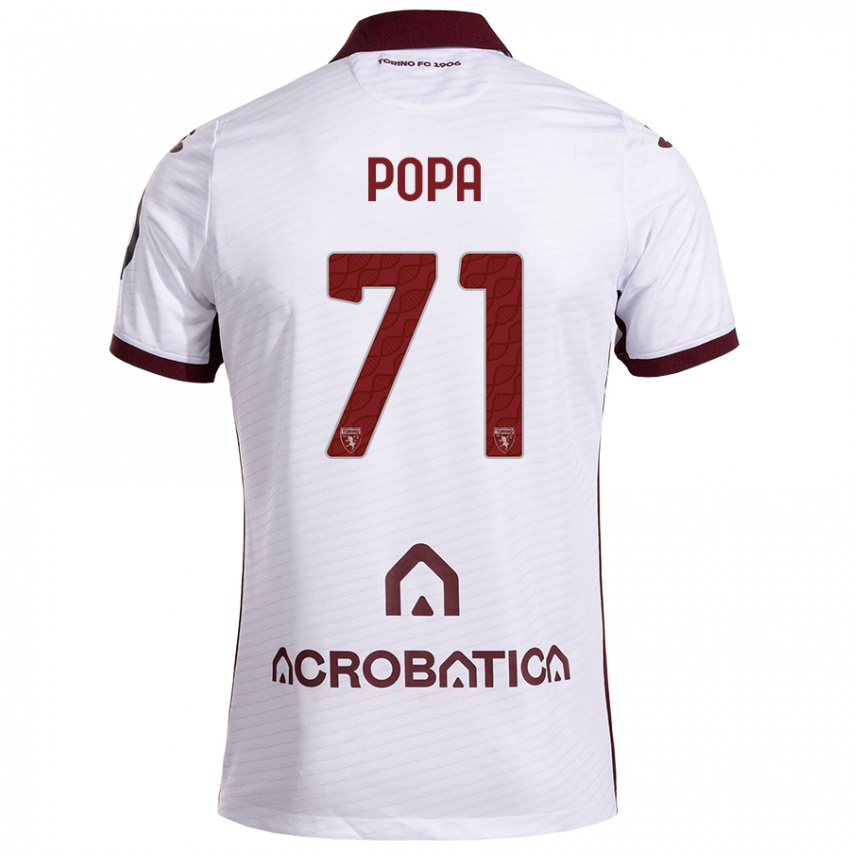 Kinder Mihai Popa #71 Weiß Kastanienbraun Auswärtstrikot Trikot 2024/25 T-Shirt Schweiz