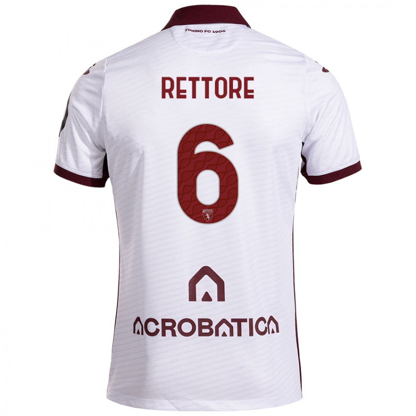 Enfant Maillot Mirko Rettore #6 Blanc Marron Tenues Extérieur 2024/25 T-Shirt Suisse