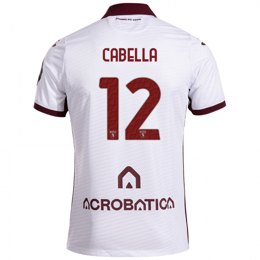 Enfant Maillot Matteo Cabella #12 Blanc Marron Tenues Extérieur 2024/25 T-Shirt Suisse