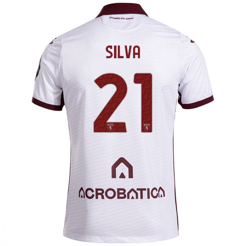 Enfant Maillot Jonathan Silva #21 Blanc Marron Tenues Extérieur 2024/25 T-Shirt Suisse