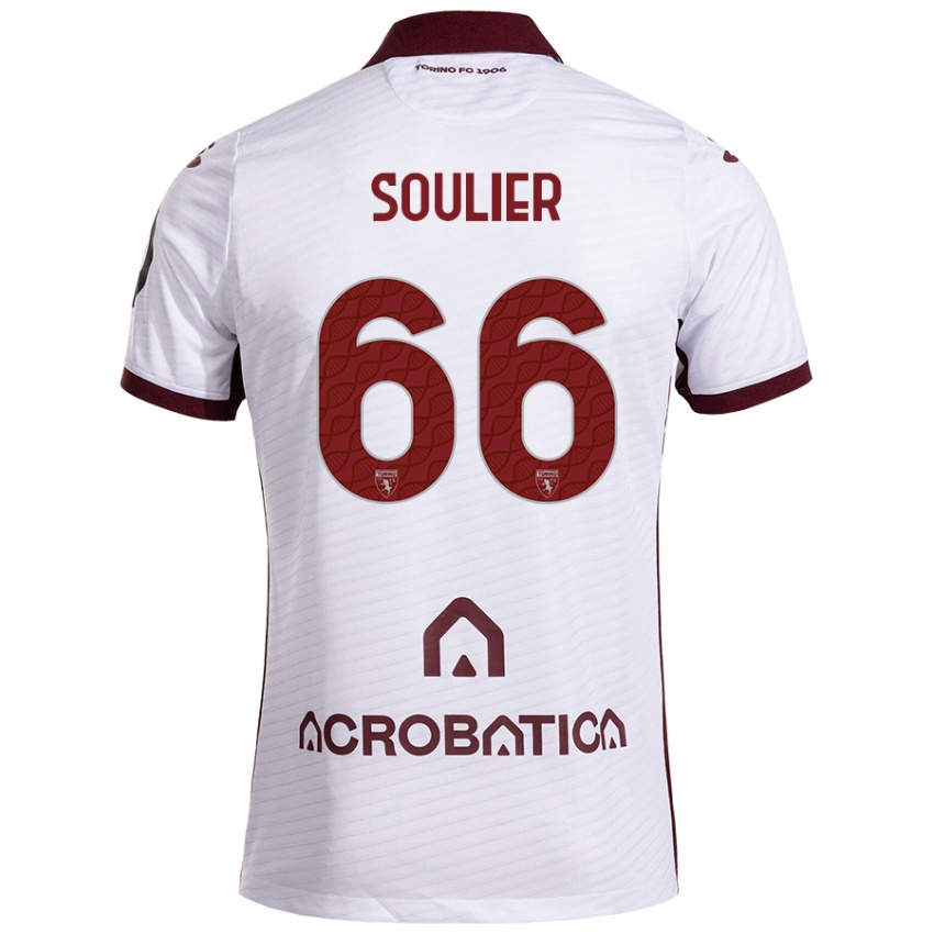 Kinder Evan Soulier #66 Weiß Kastanienbraun Auswärtstrikot Trikot 2024/25 T-Shirt Schweiz