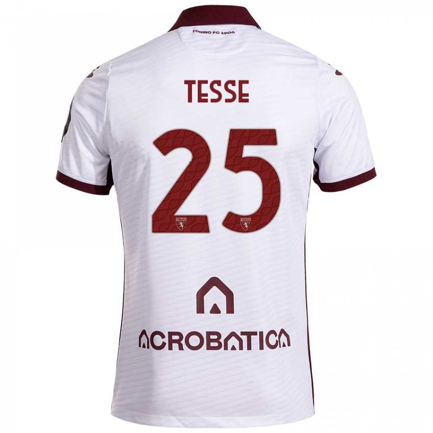 Kinder Manuela Tesse #25 Weiß Kastanienbraun Auswärtstrikot Trikot 2024/25 T-Shirt Schweiz