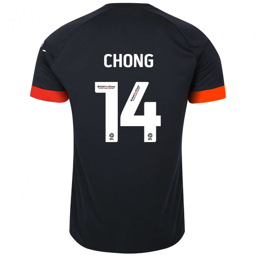 Enfant Maillot Tahith Chong #14 Noir Orange Tenues Extérieur 2024/25 T-Shirt Suisse