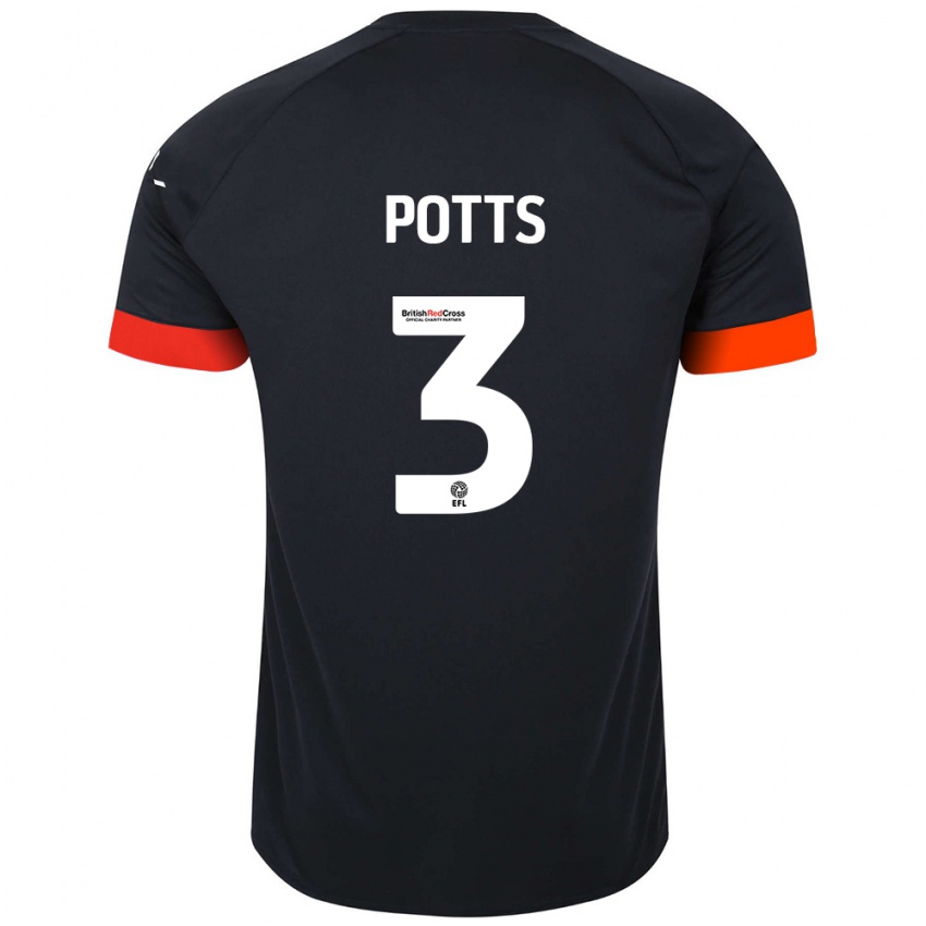 Enfant Maillot Dan Potts #3 Noir Orange Tenues Extérieur 2024/25 T-Shirt Suisse