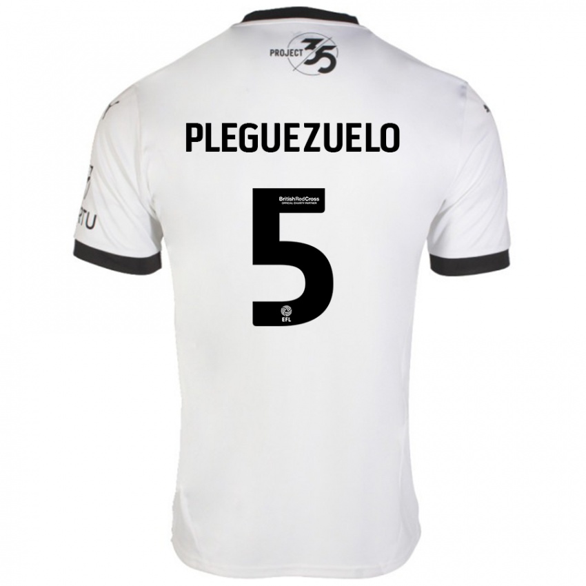 Kinder Julio Pleguezuelo #5 Weiß Schwarz Auswärtstrikot Trikot 2024/25 T-Shirt Schweiz