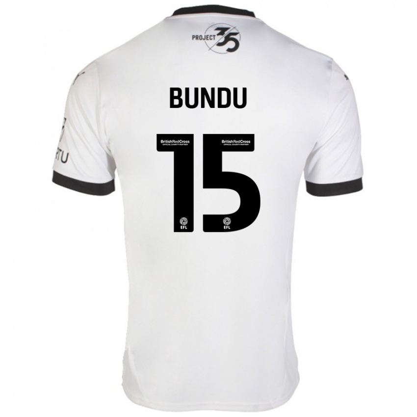 Enfant Maillot Mustapha Bundu #15 Blanc Noir Tenues Extérieur 2024/25 T-Shirt Suisse