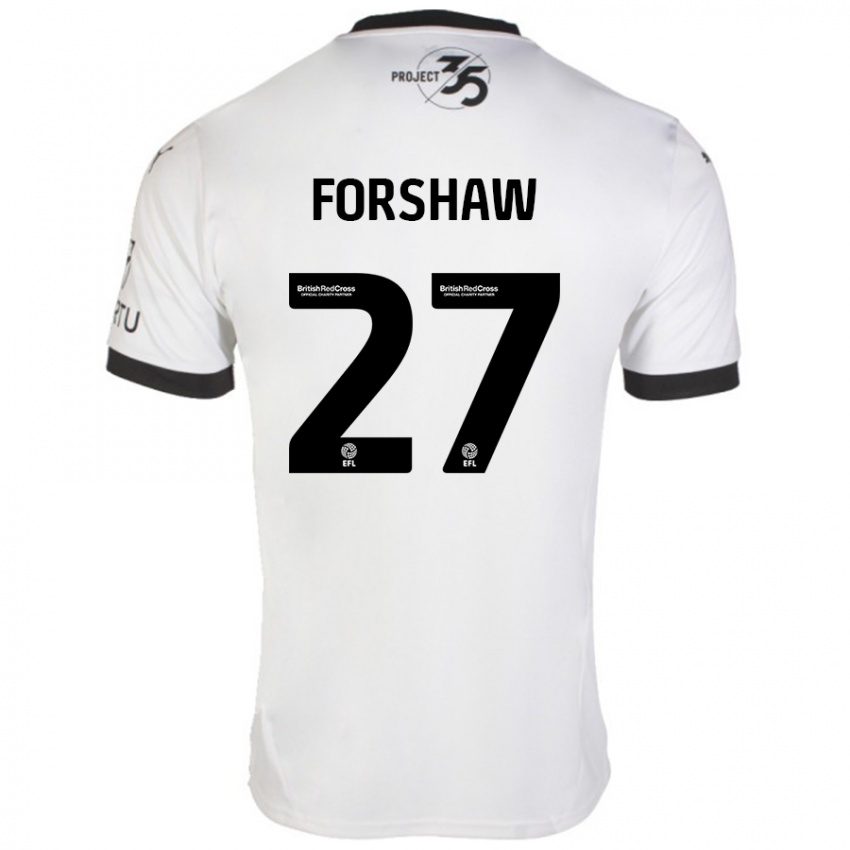 Enfant Maillot Adam Forshaw #27 Blanc Noir Tenues Extérieur 2024/25 T-Shirt Suisse