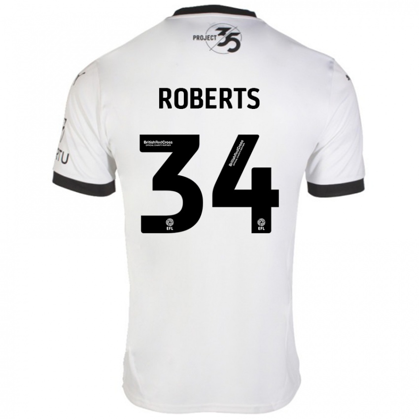 Kinder Caleb Roberts #34 Weiß Schwarz Auswärtstrikot Trikot 2024/25 T-Shirt Schweiz