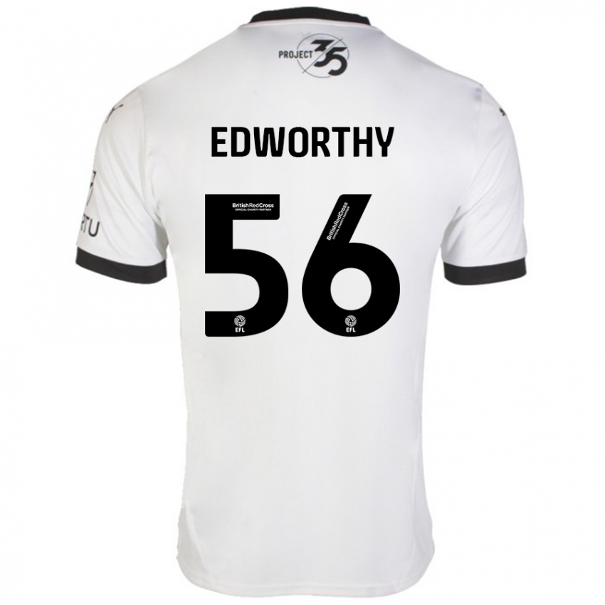 Kinder Kieran Edworthy #56 Weiß Schwarz Auswärtstrikot Trikot 2024/25 T-Shirt Schweiz