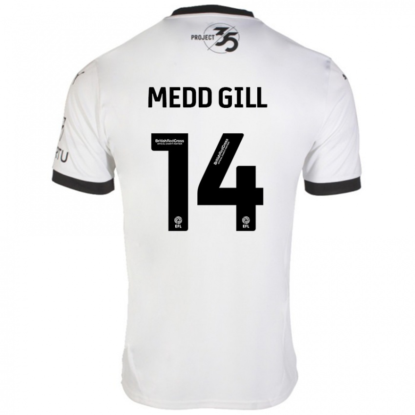 Enfant Maillot Tamsin Medd-Gill #14 Blanc Noir Tenues Extérieur 2024/25 T-Shirt Suisse