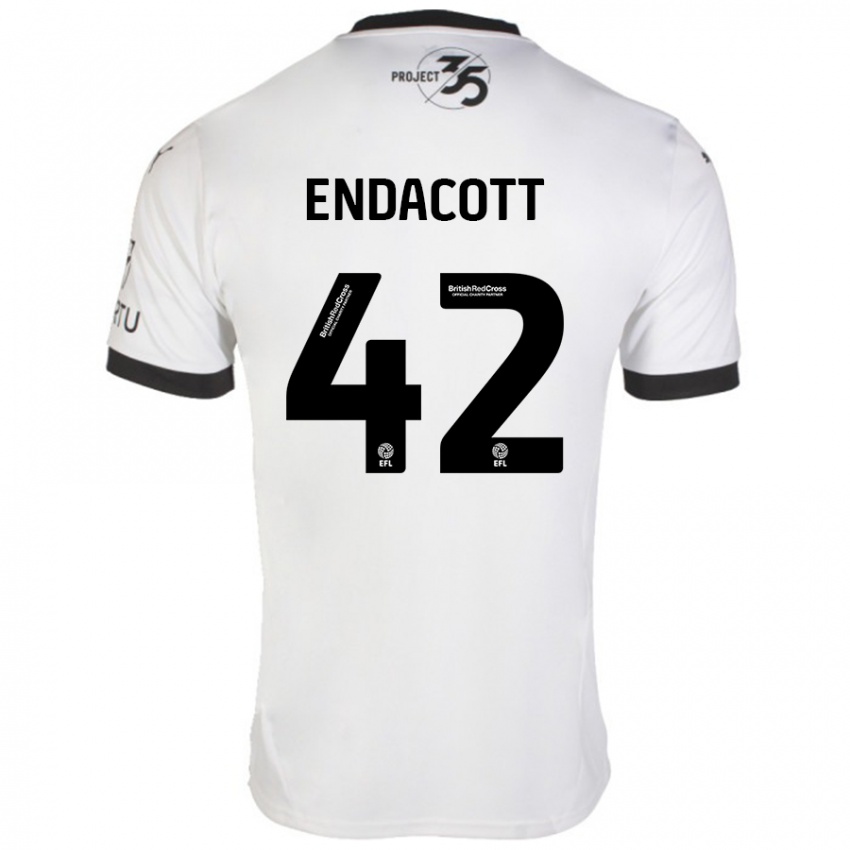 Kinder Jack Endacott #42 Weiß Schwarz Auswärtstrikot Trikot 2024/25 T-Shirt Schweiz