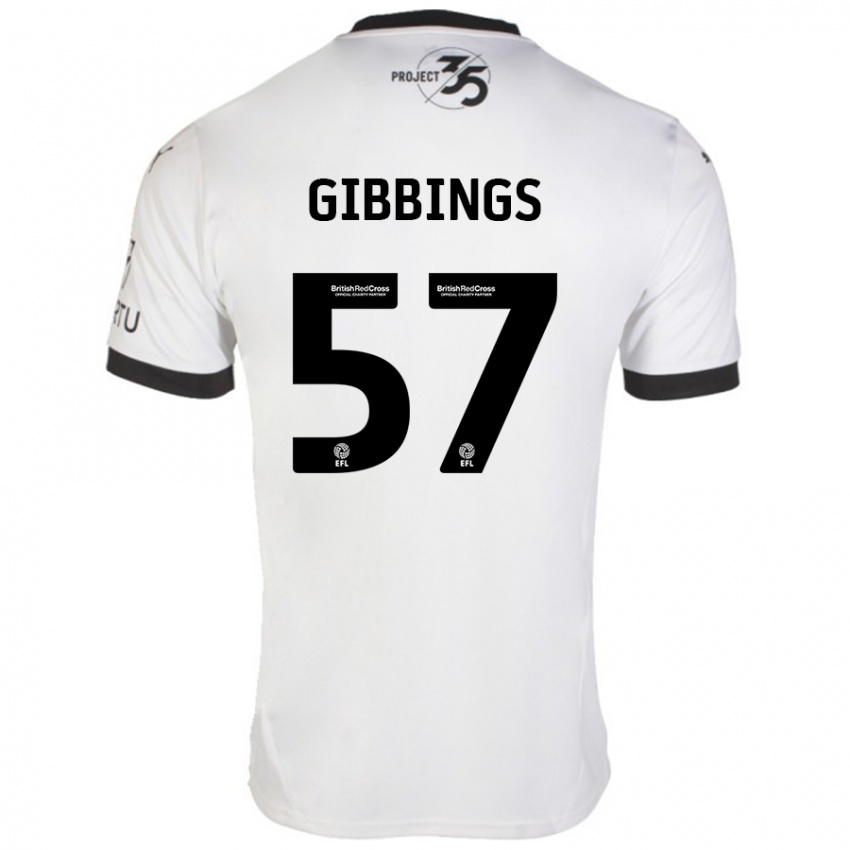 Enfant Maillot Cole Gibbings #57 Blanc Noir Tenues Extérieur 2024/25 T-Shirt Suisse