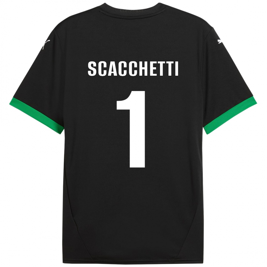 Herren Alessandro Scacchetti #1 Schwarz Dunkelgrün Heimtrikot Trikot 2024/25 T-Shirt Schweiz