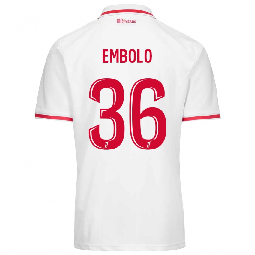 Homme Maillot Breel Embolo #36 Blanc Rouge Tenues Domicile 2024/25 T-Shirt Suisse