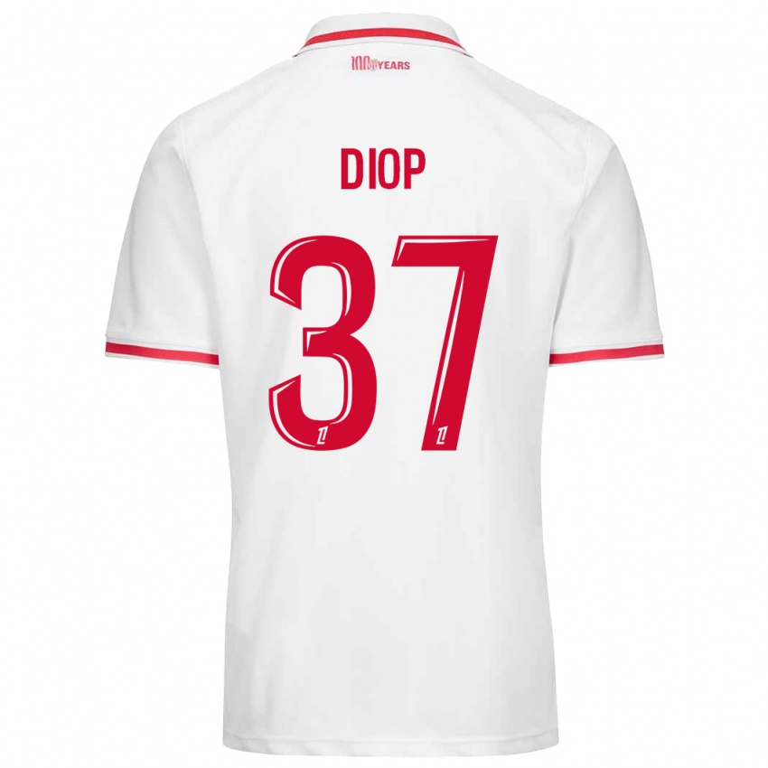 Homme Maillot Edan Diop #37 Blanc Rouge Tenues Domicile 2024/25 T-Shirt Suisse