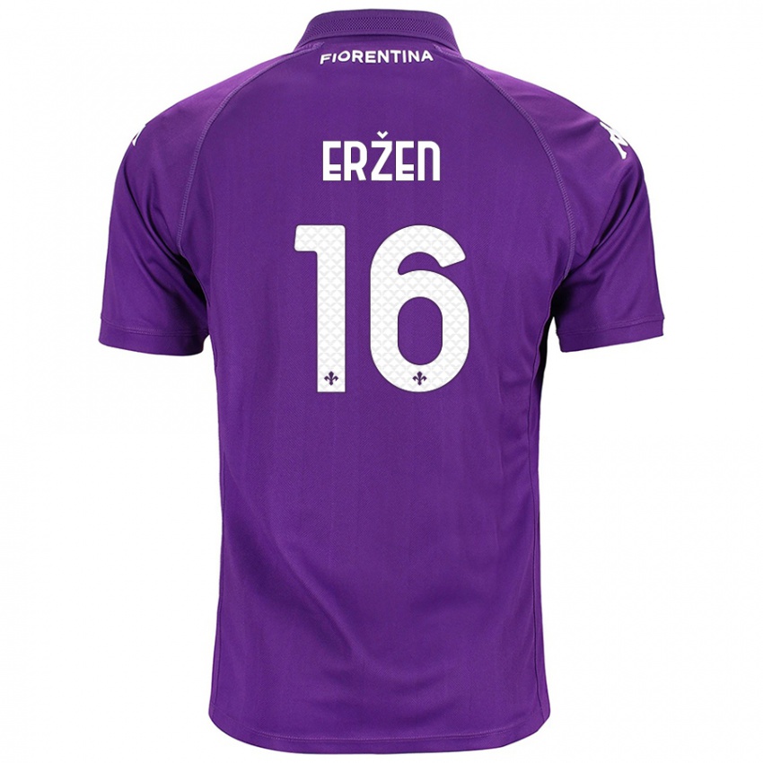 Homme Maillot Kaja Erzen #16 Violet Tenues Domicile 2024/25 T-Shirt Suisse