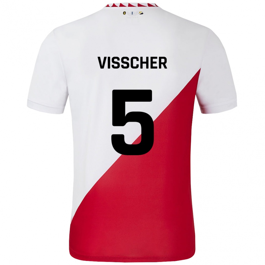 Herren Amber Visscher #5 Weiß Rot Heimtrikot Trikot 2024/25 T-Shirt Schweiz