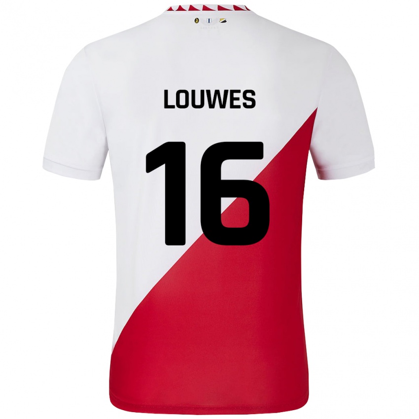 Herren Puck Louwes #16 Weiß Rot Heimtrikot Trikot 2024/25 T-Shirt Schweiz