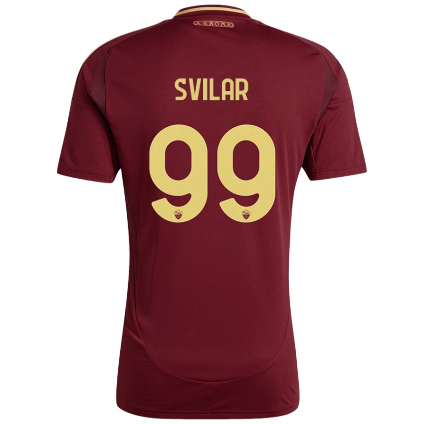 Herren Mile Svilar #99 Rot Braun Gold Heimtrikot Trikot 2024/25 T-Shirt Schweiz