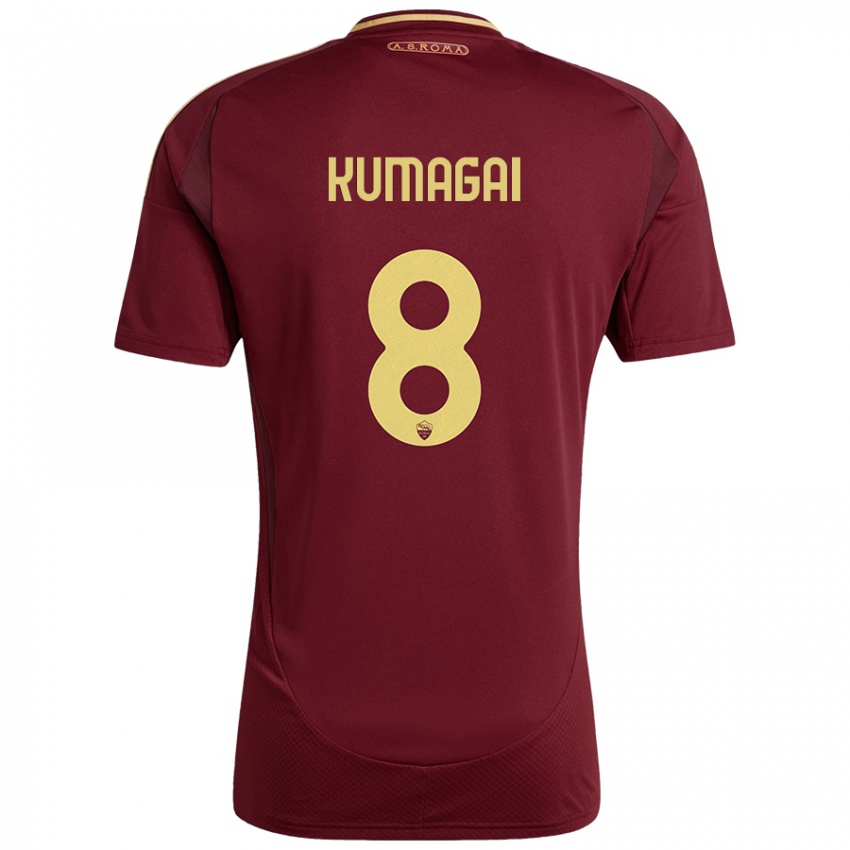 Homme Maillot Saki Kumagai #8 Rouge Brun Or Tenues Domicile 2024/25 T-Shirt Suisse