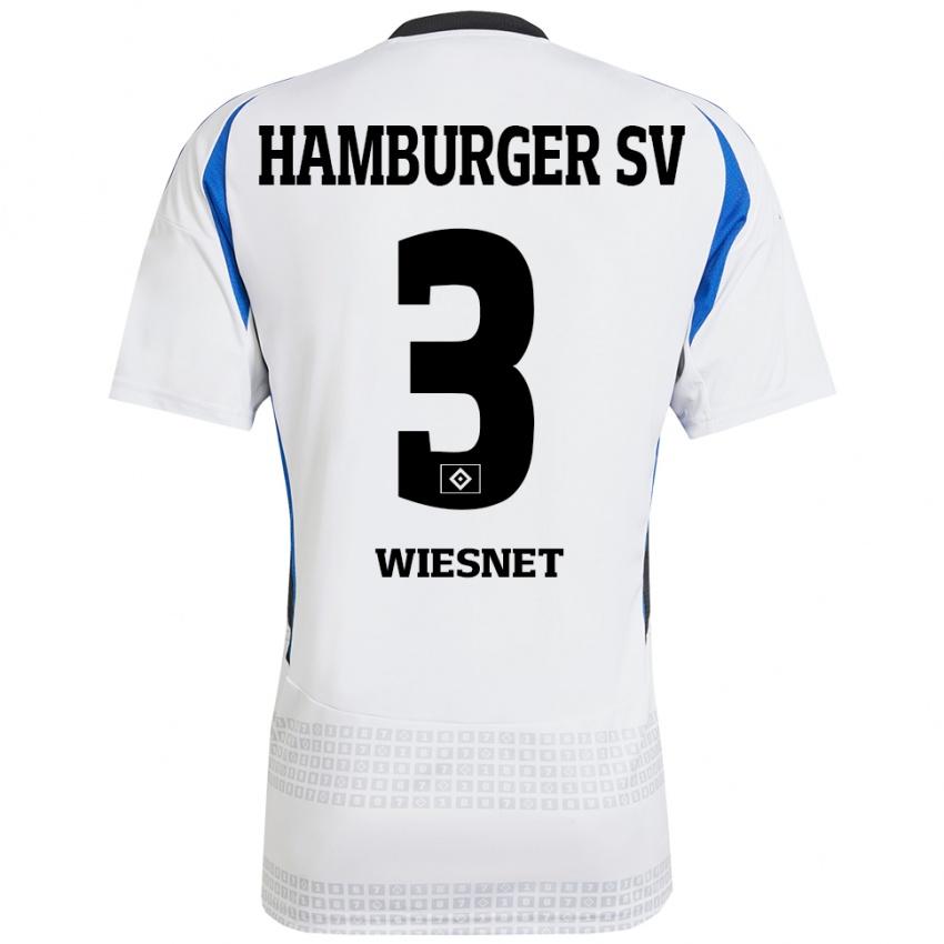 Herren Melvin Wiesnet #3 Weiß Blau Heimtrikot Trikot 2024/25 T-Shirt Schweiz