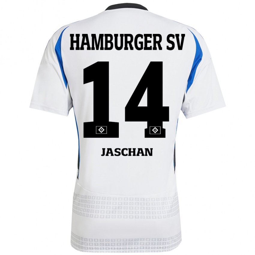 Herren Endrik Jaschan #14 Weiß Blau Heimtrikot Trikot 2024/25 T-Shirt Schweiz