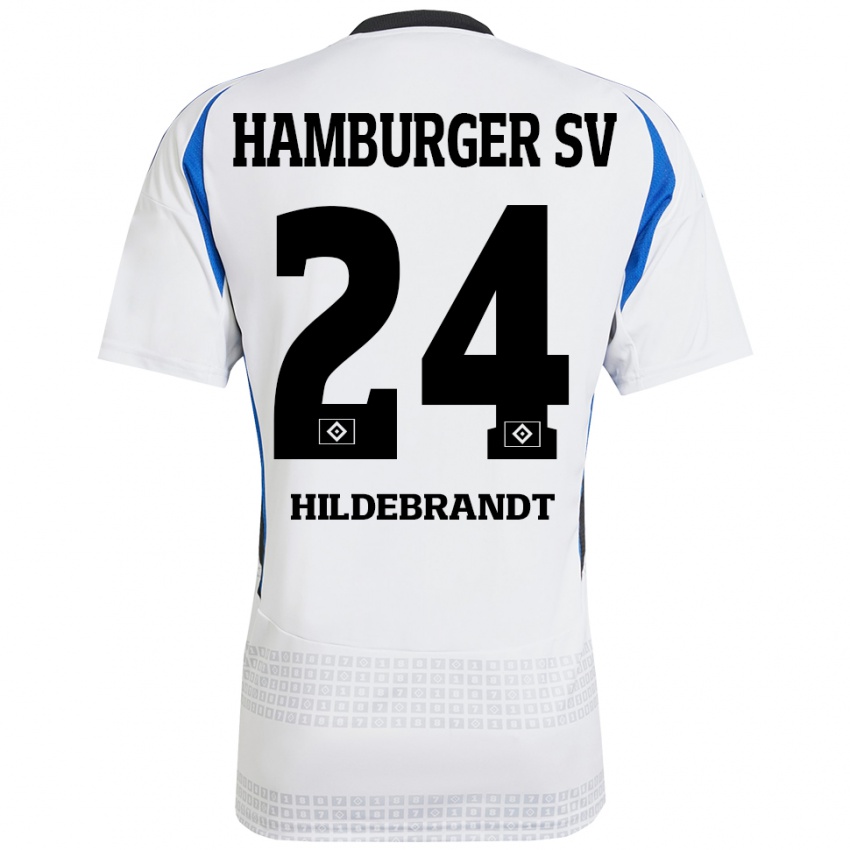 Herren Tjark Hildebrandt #24 Weiß Blau Heimtrikot Trikot 2024/25 T-Shirt Schweiz