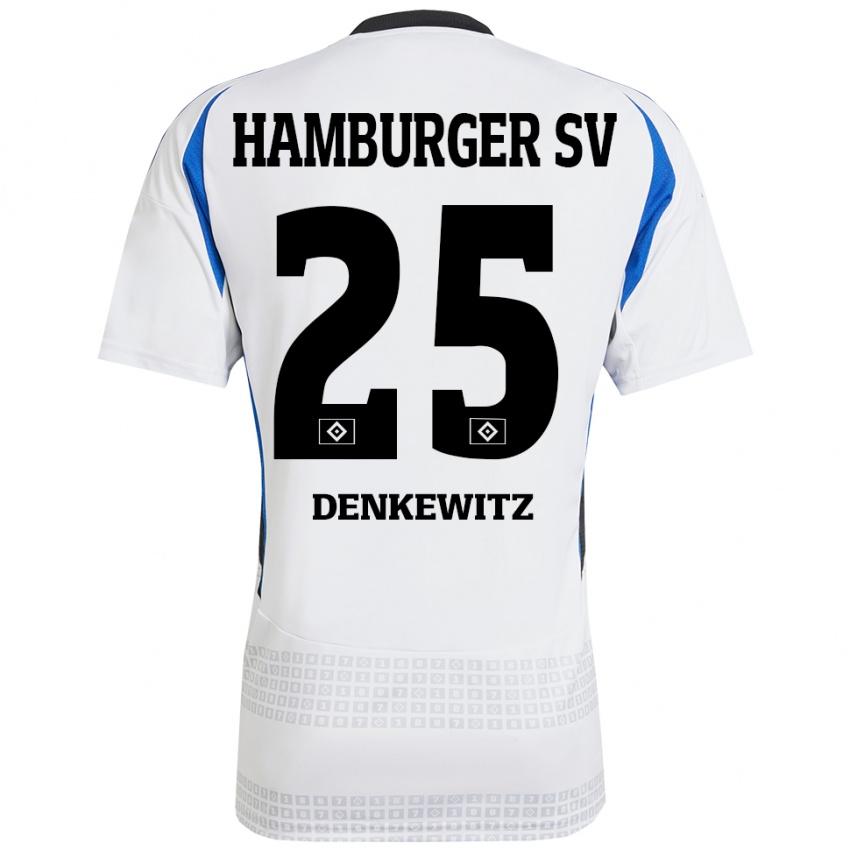 Herren Nick Denkewitz #25 Weiß Blau Heimtrikot Trikot 2024/25 T-Shirt Schweiz