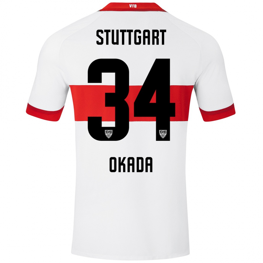 Herren Rei Okada #34 Weiß Rot Heimtrikot Trikot 2024/25 T-Shirt Schweiz