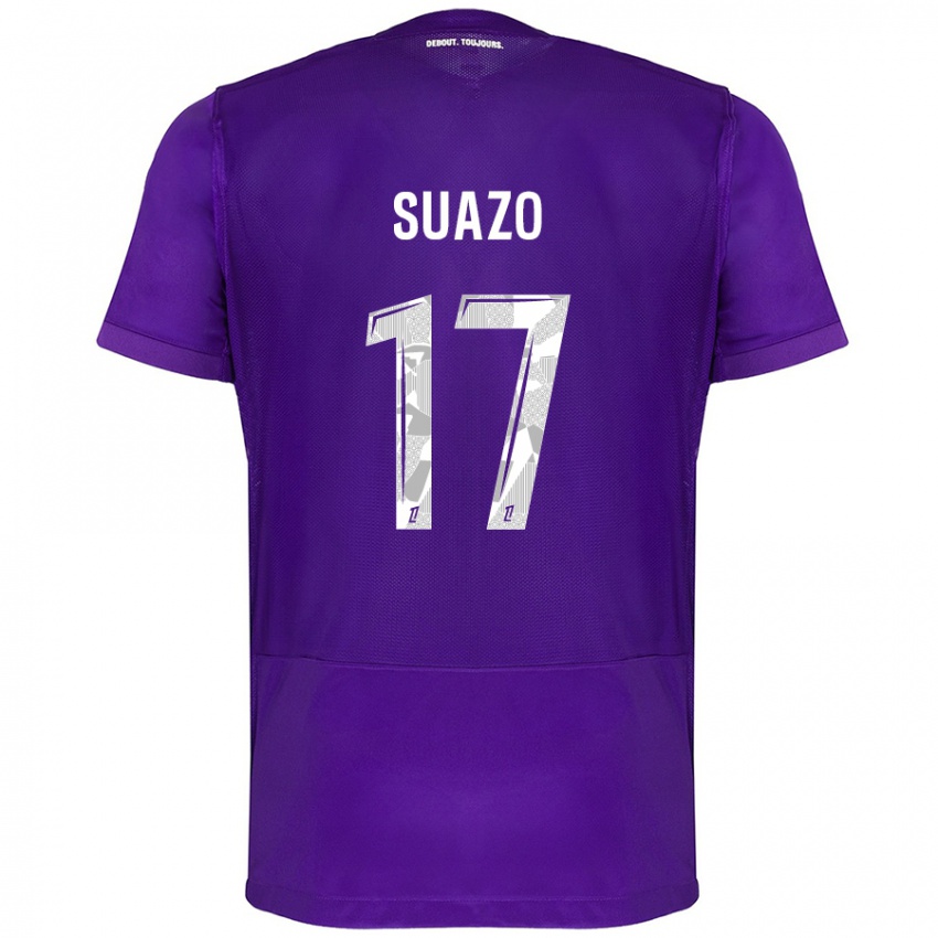 Homme Maillot Gabriel Suazo #17 Violet Blanc Tenues Domicile 2024/25 T-Shirt Suisse