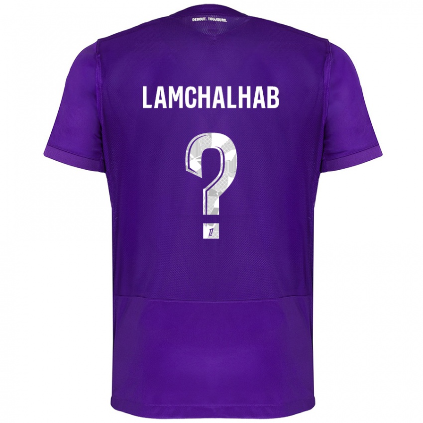 Homme Maillot Merwan Lamchalhab #0 Violet Blanc Tenues Domicile 2024/25 T-Shirt Suisse